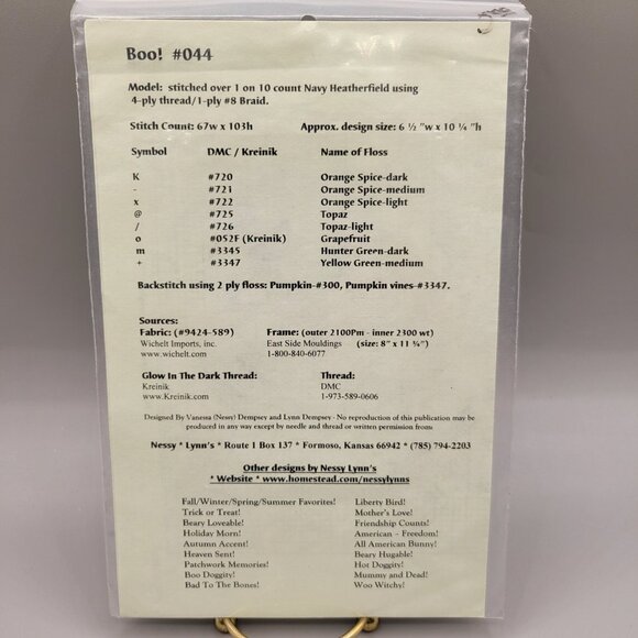 Boo Halloween Jack O Lantern Nessy Lynn's Counted Cross Stitch Pattern - Picture 3 of 3